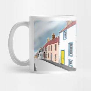 Elie: School Wynd. Line Drawing of Street in Fife, Scotland. Mug